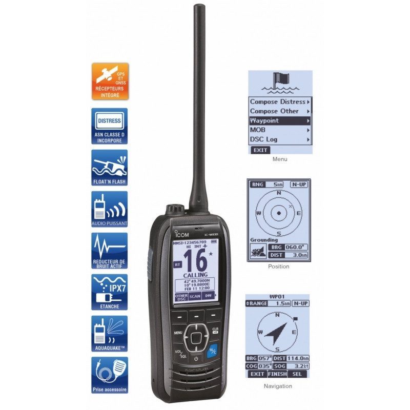 Portable marine VHF M93DEURO with DSC and GPS from Picksea
