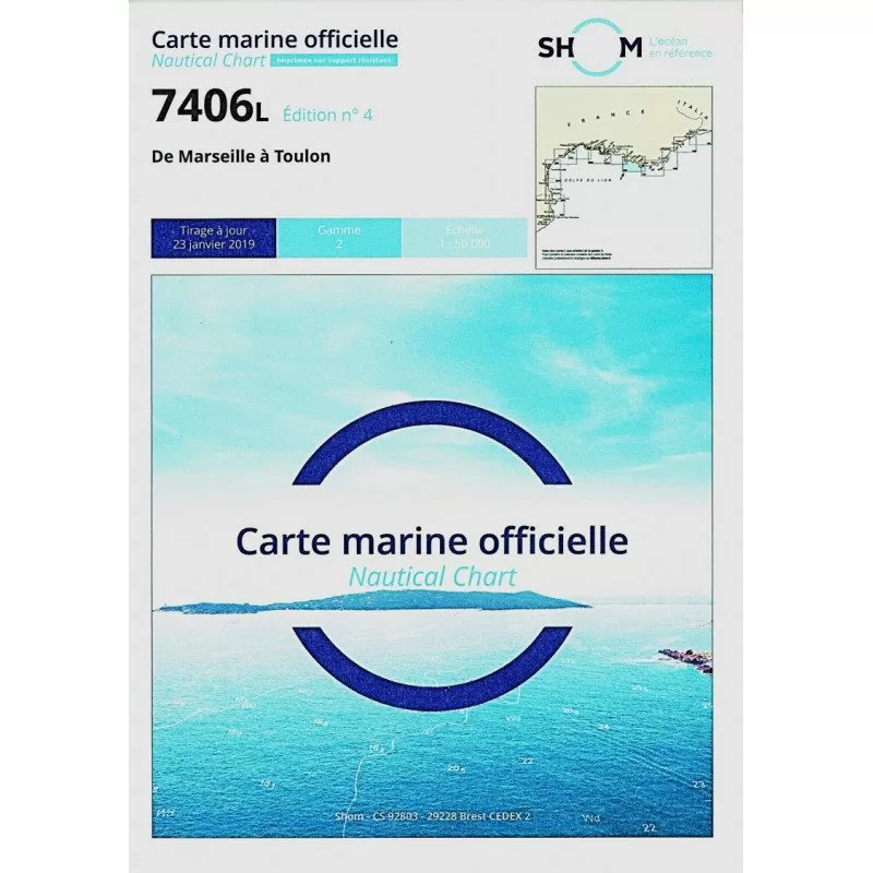 Marine chart 7406L SHOM from Marseille to Toulon | Picksea