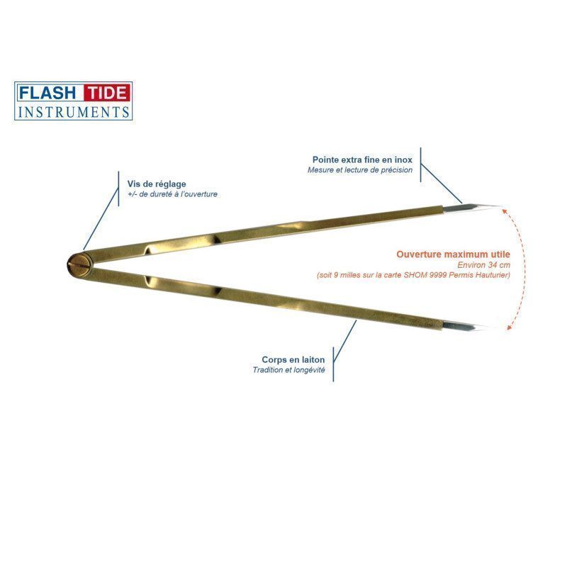 Pack Permis Hauturier Flash-Tide - Carte SHOM 9999 + Règle Cras + Compas à Pointes Sèches - Navigation Maritime
