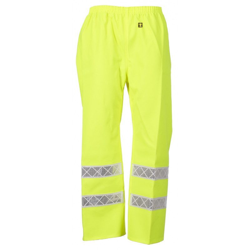 Pantalon imperméable jaune haute visibilité avec bandes argentées