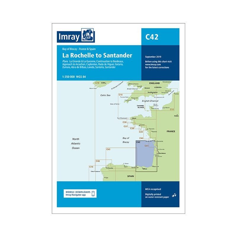 Imray C42 marine chart La Rochelle to Santander | Picksea