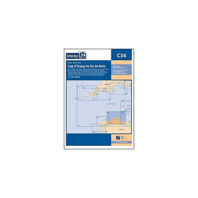 Imray C34 marine chart from Cap d'Erquy to Ile de Batz| Picksea