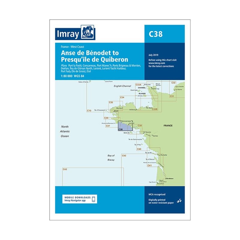 Imray C38 marine chart Benodet to Quiberon | Picksea