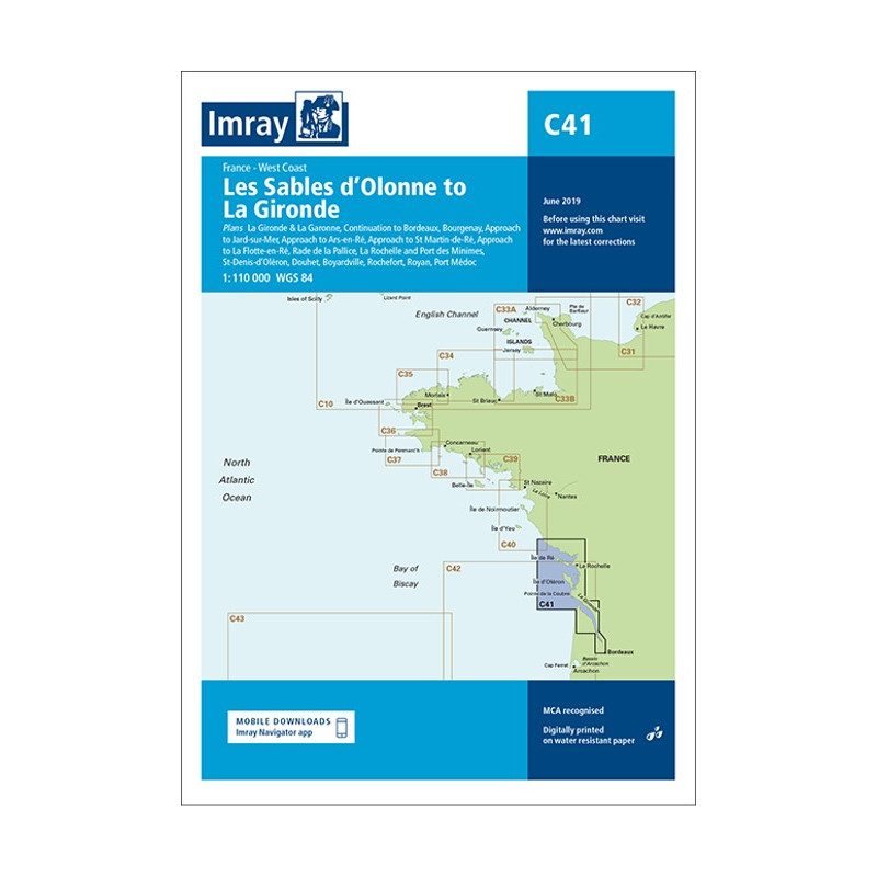 Imray C41 marine chart Sables d'Olonne to Gironde | Picksea