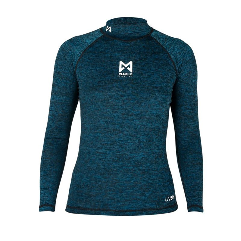 Lycra Long Sleeve Cube Rashvest Blue Women