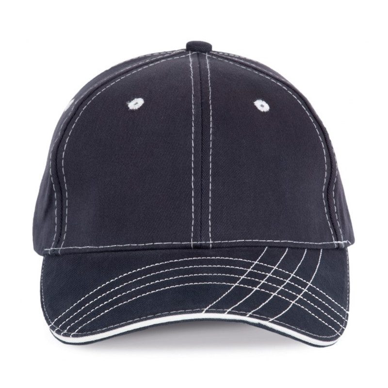 Casquette Fashion 100% coton Navy /Surpiqûres Blanches