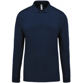 Polo piqué Homme Navy manches longues