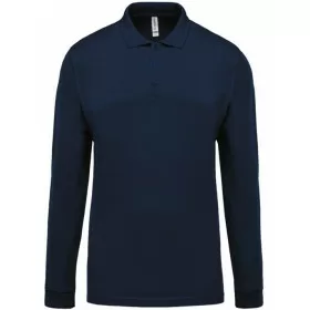 Polo piqué Homme Navy manches longues