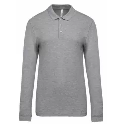 Polo piqué Homme manches longues Oxford Grey