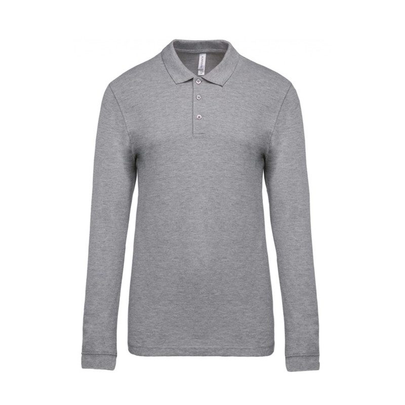 Long sleeves Polo Oxford Grey for men