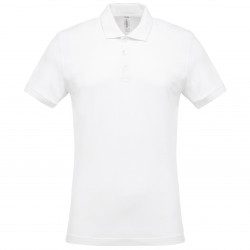 Vue de face Polo coton piqué MC blanc homme