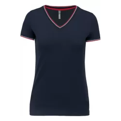 T-shirt Maille piquée Col V Femme