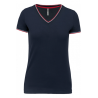 T-shirt Maille piquée Col V Femme