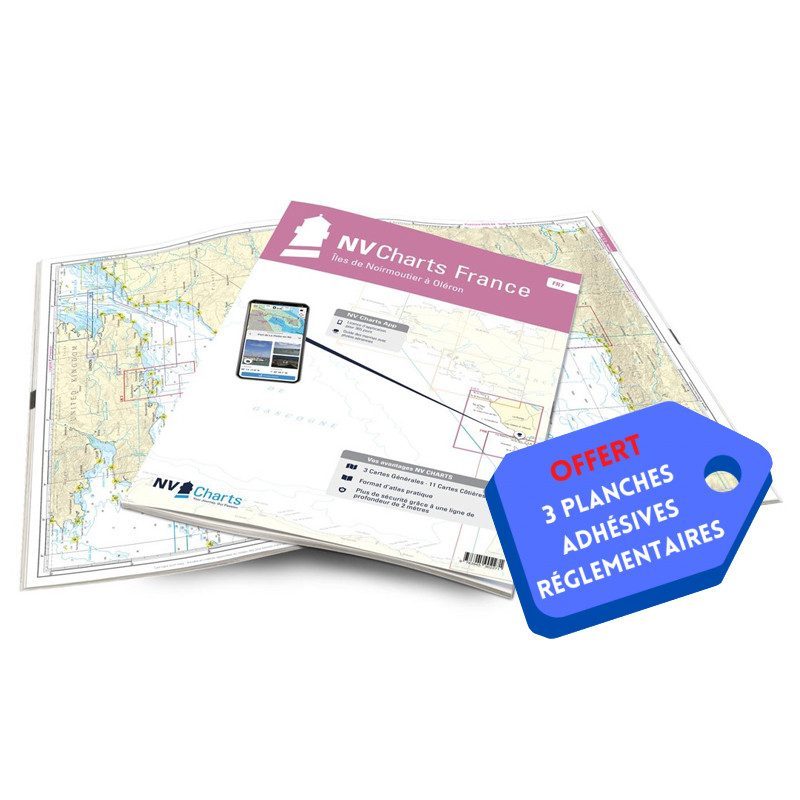 NV-CHARTS FR7 - 27 Vendée Nautical Charts (Noirmoutier to La Rochelle) + 3 regulatory adhesive sheets