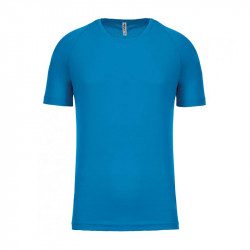 Vue de face tee-shirt technique manches courtes aqua blue