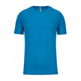 Vue de face tee-shirt technique manches courtes aqua blue