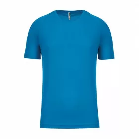 Vue de face tee-shirt technique manches courtes aqua blue