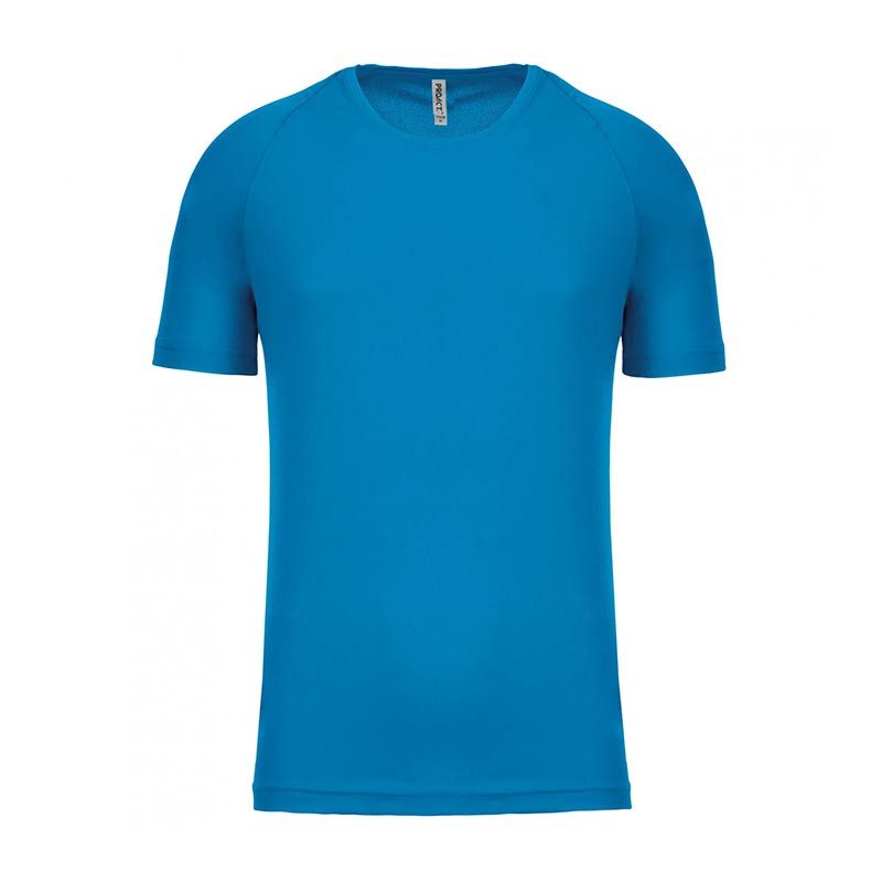 Vue de face tee-shirt technique manches courtes aqua blue