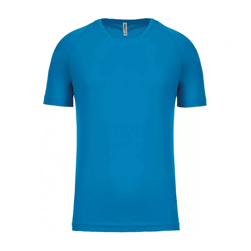 Vue de face tee-shirt technique manches courtes aqua blue