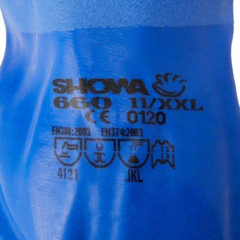 Guanti Chimici SHOWA 660 – Rivestimento In PVC, Blu, Taglia 9/L, Impermeabili E Flessibili