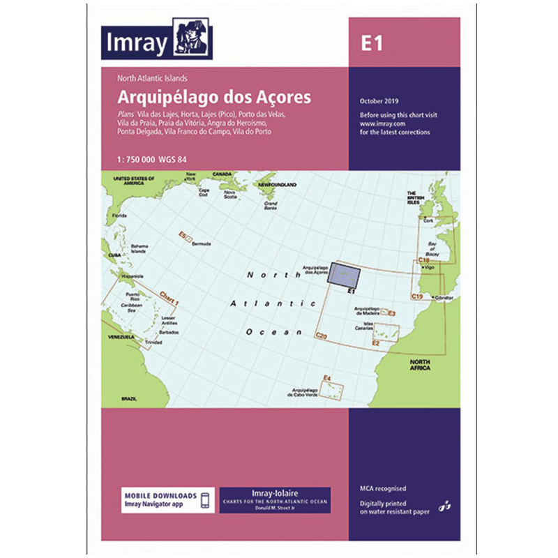 Carte marine Imray E1 Arquipélago dos Açores  | Picksea
