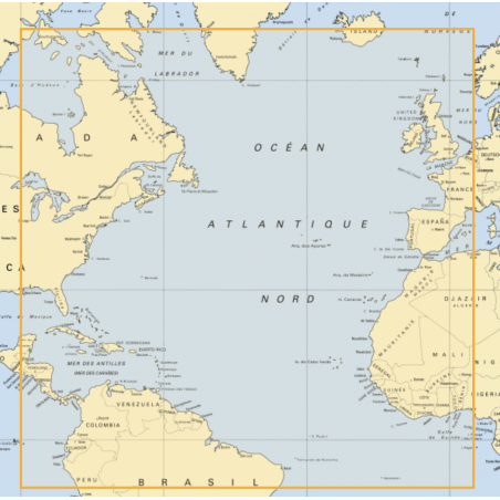 Transatlantic Map. Simple Nautical Chart 6561L : Transatlantic Chart | Picksea SHOM sur Picksea.com
