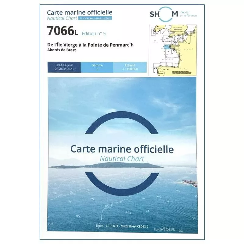 Carte SHOM 7066 : de l'Ile Vierge à la pointe de Penmarc'h | Picksea