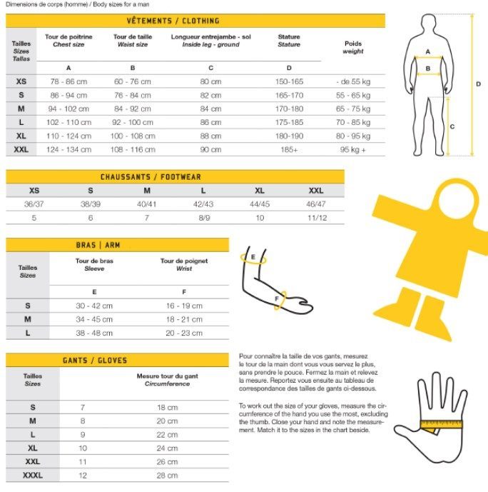 Size guide guy cotten